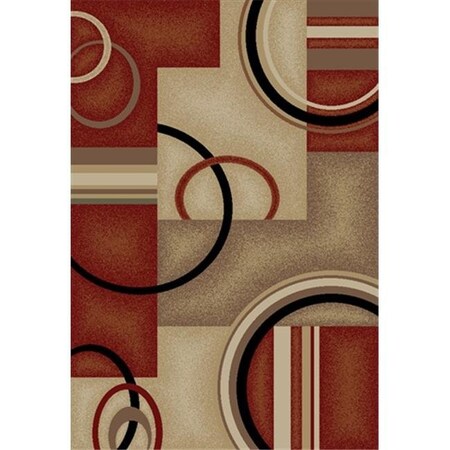 Infinity Home Infinity Home 547804 Barclay Arcs and Shapes 3 ft. 11 in. x 5 ft. 3 in. Rectangular Area Rug in Red 547804